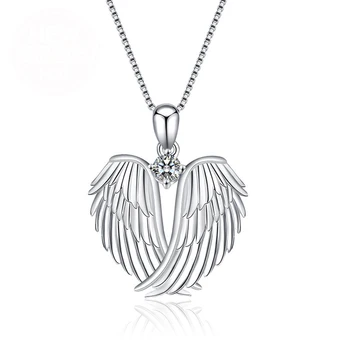 925 сребро муассанит във формата на сърце крила на ангел висулка диамантена огърлица женски бутик за луксозни бижута на едро