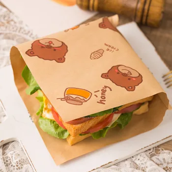 50шт Опаковъчна хартия за сандвичи без сгъване маслоустойчив бургери използват домашни закуски, печени закуски за еднократна употреба за опаковане