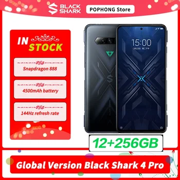 Black Shark 4 Pro Глобалната версия с 12 GB 256 GB Слот за Мобилен телефон 6,67 инча 144 Hz AMOLED Snapdragon 888 Восьмиядерный 120 W Бързо Зареждане