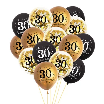 Черното Злато 12 инча 30 40 50 60 Години за рождения Ден На Латексови Балони За Възрастни Рожден Ден Декор За Мъже Жени 30th 40th Годишнина Доставка