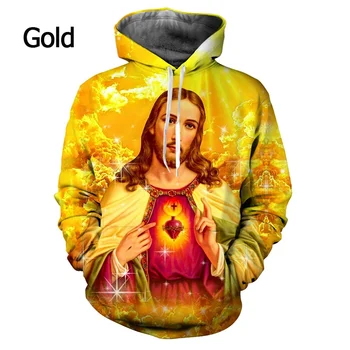 2022 Кръста на Исус Обича Всички Християнски Мъжки Дамски Модни Hoody с 3D Принтом Христос Ежедневни Hoody с Дълъг Ръкав