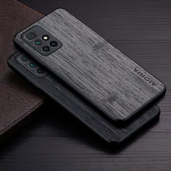 Калъф за Xiaomi Redmi 10 fit 2022 funda бамбук дървен модел Кожен калъф за телефон Луксозен калъф за xiaomi redmi 10 case capa