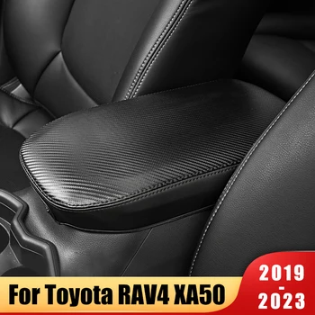 Кожена Авто Централен Подлакътник Подлакътник Кутия Калъф Апликации Възглавница Тампон За Toyota RAV4 XA50 RAV 4 2019- 2021 2022 2023 Аксесоари
