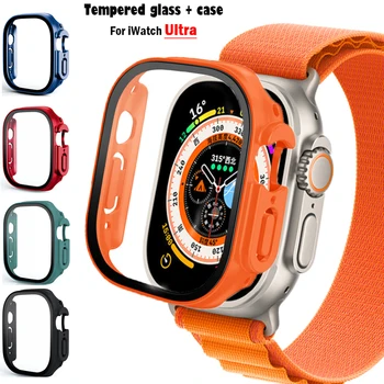 Стъкло + калъф За Apple Watch Ultra 49 мм каишка smartwatch PC Броня + Защитно фолио За Екрана е Закалено Покритие iwatch серия аксесоари за ремъците