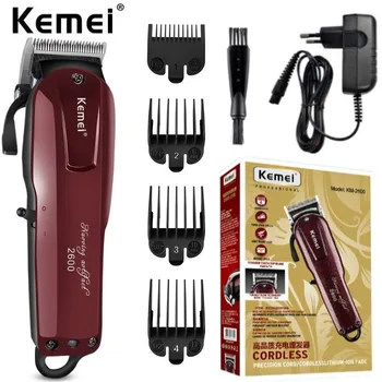 Kemei 2600 професионален тример за коса за мъже регулируема машина за подстригване на брада и коса, фризьорски салон електрическа машина за подстригване акумулаторна