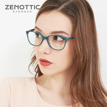 ZENOTTIC Модни Ацетатные Рамки За Очила За Жени, Дървена Дограма, За Оптични Очила, Дамски Очила За Котешки Очи, Рамки За Очила