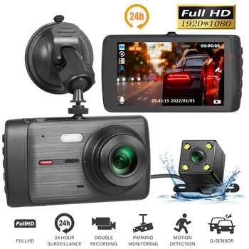 24 Автомобилен Видеорекордер 4.0 IN IPS Dash Cam HD 1080P Blcak Box Камера за Нощно Виждане един dashcam С Две Лещи Циклична Автомобилна Камера, Записващо устройство
