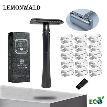 Lemonwald Метална обоюдоострая бръснач с 15 остриета, безопасно бръснене за мъже и жени, най-добрият подарък за влюбени