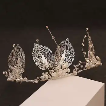 Сватбена прическа украса бижута ръчна изработка листа прическа аксесоари