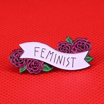 Феминистка жени дамска брошка цвете икона деним яке за женски блузи, аксесоари за дрехи за момиче силата на бижута подарък