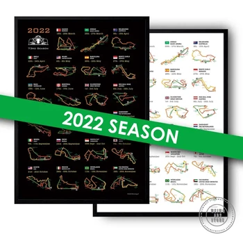 2022 Формула 1 Подробни Сезонни Тела Плакат на Формула Едно Стенно Изкуство Състезателна Кола Формула 1 Календар Печат на Платно за Живопис за Декор на Стаята