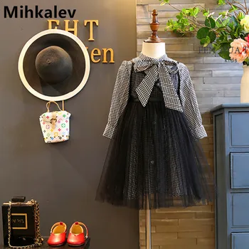 Mihkalev/Есенен комплект дрехи за малките момичета 2021 година, комплекти детски дрехи, тениска + рокля, 2 броя, спортен костюм за момичета, Облекла за момичета