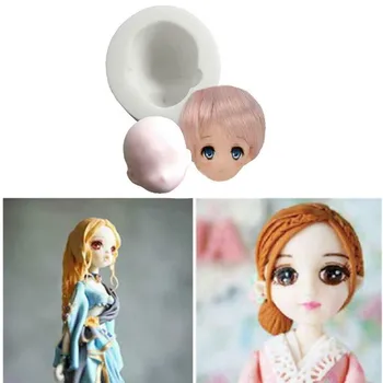 3D Момиче Принцеса на Лицето Дама Главата Торта Мухъл Кукла Главата Торта Шоколад САМ Декор Силиконова Сладка Кукла Лицето Фондан Мухъл