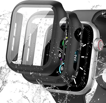 Стъкло + калъф За Apple Watch калъф 7 45 мм 41 мм iWatch калъф Аксесоари PC броня + Защитно фолио за дисплея на Apple watch серия 7 калъф