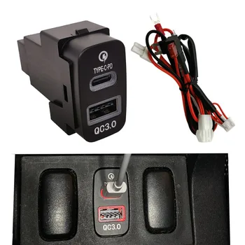 За автомобил Mitsubishi LANCER Pajero Червен СВЕТОДИОД Бързо Зареждане на Двойно-Бързо Зарядно Устройство TYPE-C PD USB Интерфейс Контакт