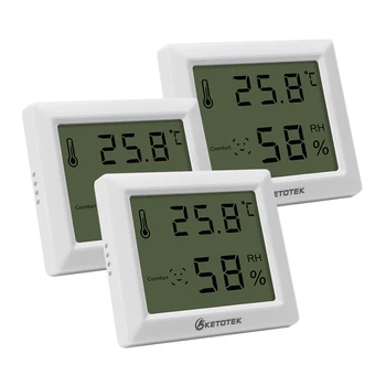 3 бр. Стаен Цифров Термометър за стая, Влагомер, Измерване на температура и Влажност на въздуха, Детектор, метеорологичната станция -10 ~ 60 ℃ 10%-99%