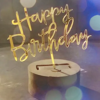 1бр Черно Злато Торта Topper честит Рожден Ден, Годишнина Cupcake Топ Знамена Свещи за Партито по случай рождения Ден на Семейството Печене Декор за Доставка