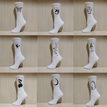 Чорапи с герои от анимационни филми за мъже и жени, универсални чорапи в корейски стил, градинска мода, смешно е динозавър, еднорог, слънцето, луната, сладки чорапи