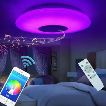 ГОРЕЩА Музика Led Тавана Лампа, Крушка От 60 W Rgb Вълни през Цялата Звездна Светлина на Музика С Bluetooth Високоговорител Димиране Цвят на Промяна на Светлината