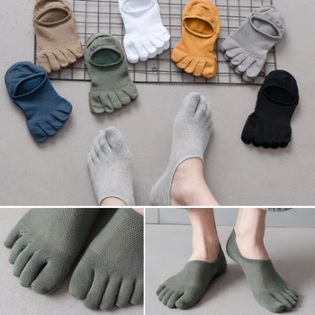 Мъжки чорапи с пет пръста, Летни мъжки чорапи, тънки памучни чорапи, дезодоранти, абсорбиращи потта, чорапи с разцепени пръсти, чорапи-лодки, Чорапи до глезена