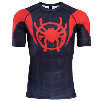 Нов Marvel Spiderman тениска 3D принт cosplay компресия премия тениска с къс ръкав бърза суха плътна hoody, спайдърмен цена